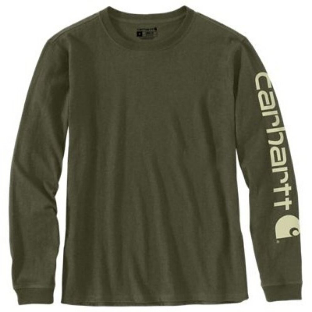 Carhartt Women's Loose Fit Heavyweight Long Logo Sleeve Graphic T-Shirt Basil He